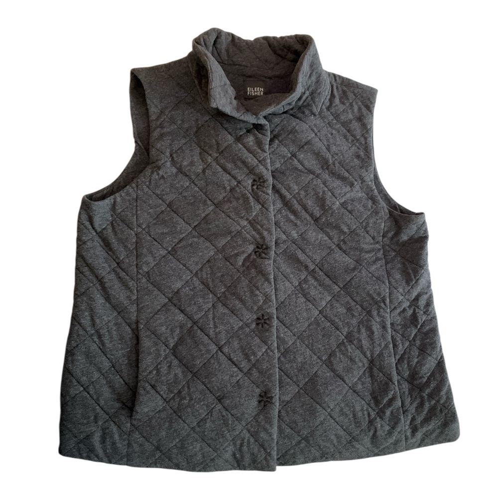 EILEEN FISHER Quilted Cotton Knit Vest - Picture 2 of 6